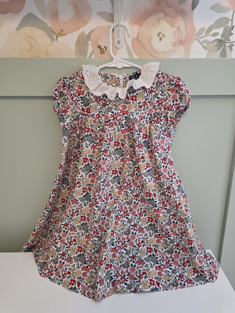 Belati Size 4 Or 4t Smocked Floral Dress with Eyelet Collar Vintage Style